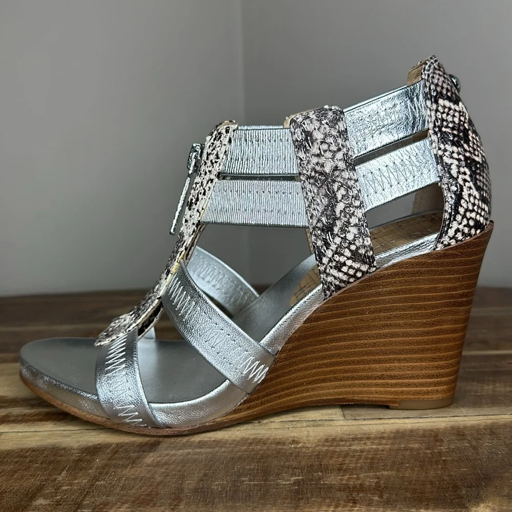 Donald J Pliner Ginge Metallic Zip Wedge Sandals Womens Size 7 1/2